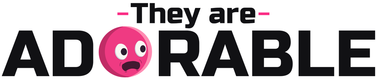 They Are Adorable black logo with a pink creature in the O